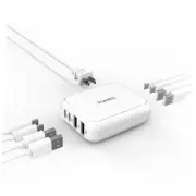 8-Port USB Charger, Multi-Port Travel USB C Charger, Mini Charging 20W White