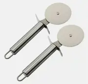 Ozoffer 2x Pizza Wheel Cutter Stainless Steel Slicer Chopper Knife Blade w/ Handle