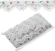 1 Roll Delicate Sequin Trim for DIY Crafts Multi Function Cuttable Costume Trim Ethnic Style Fringe for Wedding and Holiday Decor Safe and Durable Material