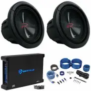 (2) Alpine R2-W8D2 8” 350W RMS Dual 2 Ohm Car Subwoofers+Mono Amplifier+Amp Kit