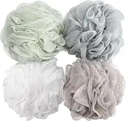 Bath Sponge Shower Loofahs (60g/pcs) Mesh Pouf Bath Scrunchies Body Wash Puff Pack of 4