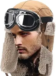 [Generic] Trapper Hats for Men - Hunting Ski Hat, Warm and Comfortable Trapper Hats | Russian Trooper Warm Trapper Hat, Earmuffs, T Pilot Cap, khaki