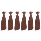 15cm Doll Hair Wefts, 6Pcs Straight Hair Doll Wigs, Red Brown