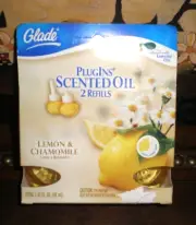 (2) Glade Plugins LEMON CHAMOMILE Infused w Essential Oils Scented Oil Refills