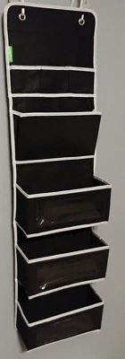 Storage Shelf Organizer Over The Door Closet Clear Windows Black White Dorm NEW