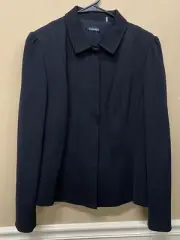 Tahari Womens Black Blazer Suit Jacket Snap Buttons Thick Stitching Size 14 NWT