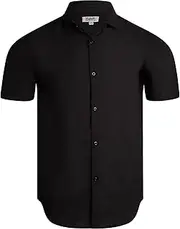 [SUPER TRIPLE GOOSE] Men's Button Up Short Sleeve Shirt - Relaxed fit Casual Collared Button Down Shirts for Men (Sizes: S-2XL)