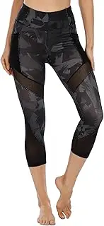 [CSTOWN] Women's High Waist Yoga Pants with Side Pockets Stretchy Mesh Insert Workout Leggings Tummy Control Yoga Tights