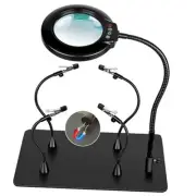 Soldering Helping Hands 10X Magnifying Glass with light and Stand Large Base