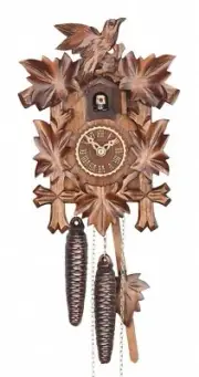 Cuckoo Clock Five leaves with bird, 1 day running time, walnut TU 1100 nu NEW