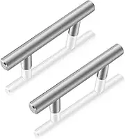 10 Pack 64mm Hole Center Kitchen Cabinet Pulls, Modern Brushed Nickel Stainless Steel Cabinet Handles,Kitchen Hardware for Cupboard Drawer and Kitchen Drawer (10pcs, Satin Nickel 64mm)