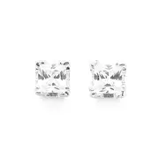 Silver Square Cubic Zirconia Studs in Clear