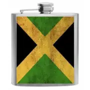 Jamaica Flag Stainless Steel Hip Flask 6oz