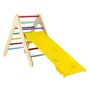 Babyjoy Climb Playset Kids Wooden Triangle Climbing Ladder Playset Indoor Play Equipment w/Ramp Colorful