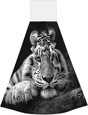 BWLHJKE Coral Velvet Hand Wipes Kitchen Dish Cloths Black and White Tiger Hand Towels Microfiber Cleaning Cloths for Bathroom Hanging Washcloths Kitchen Towels Absorbent Dish Towels