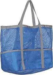 [WESIEVYA] Beach Bag Grocery Shoulder Bags Laundry Carry Bag Sand Toys Shell Bag Tote Bag Hobo Mesh Beach Tote Bag Beach Shoulder Bag Grocery Utility Bag Foldable Handbag Plastic