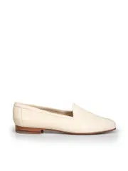 Ecru Leather Horse-bit Embroidered Loafers