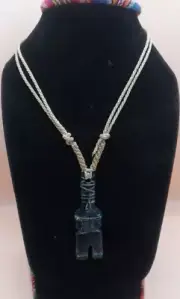Unisex Necklace Woven Macrame Thread Natural Stone Inca Warrior