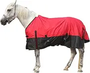 600 Denier Rip-Stop Horse Rain Sheet Lightweight Waterproof and Breathable Turnout Horse Blanket (No Fill) Red/Black 81