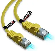 rhinocables CAT8 Ethernet Cable Yellow High-Speed Gigabit CAT 8 RJ45 Super-Fast LAN Patch Network Lead for Gaming, Streaming, PS/4 Modem, Router, Switch, Xbox (15m, Yellow, Pack of 1)