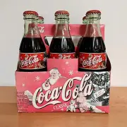 Christmas 2002 Holiday Edition Coca-Cola Classic 6 Pack Glass Bottles Coke