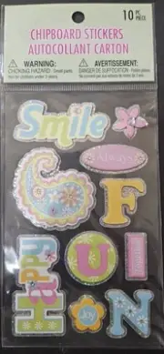 Chipboard Stickers Autocollant Carton - Smile/Happy/Fun