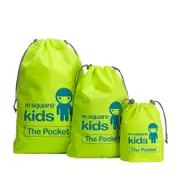3 piece set utility Kids lightweight folding draw string bags-yellow