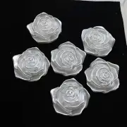 40 pcs Pure White Acrylic Pearl FlatBack Rose Flower Cabochons 0.71" Craft DIY