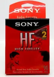 Cassette Tape Sony HF 2 Pack 90 Minutes Normal Bias Audio Includes Two Tapes