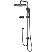 10" Round Shower Head Handheld Set With Taps Adjustable Height Rail Diverter Black