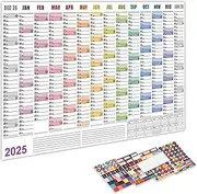 2025 Wall Planner, Large Wall Calendar Yearly Wall Planners With Colored Stickers,Paper Blank Poster Calendar Charts, 2025 Annual Calendar, 365 Daily Plan Yearly Planner Office Home Plan Chart, Fodable