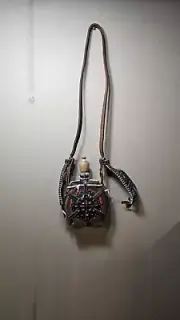 Vintage Hungarian Large Flask Canteen Kulacs Water Bottle Leather & Horse Hair