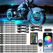 16X Motorcycle RGB LED Light Kit Accent Glow Neon Strip bluetooth Music Control