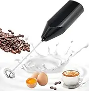 YBVABE Milk Frother Handheld for Coffee Mixer Electric Matcha Foam Mini Machine Coffee Bar Accessories Drink Kitchen Gadgets Aluminium Handle for Coffee Cappuccino Frappe Latte Hot Chocolate(Black)