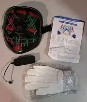 Light Up Purge Mask Gloves Green Pink