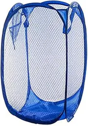DurReus Portable Space Saving Laundry Hamper Cruise Ship Waste Bins Small Rope Basket for Dish Cloths,Stray Socks,Small Loads Blue
