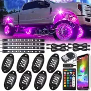 12X RGB LED Rock Light Pod Strip Bluetooth Controller Timing Music APP Remote US