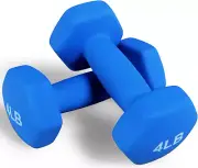Hex Shape Neoprene Dumbbell Hand Weights, Colorful Pair with Stand