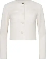 [Anne Klein] Women's Linen Button Front Jacket W Patch Pocket