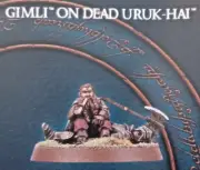 Gimli on Dead Uruk-Hai-Metal-OOP-NIB-Lord of the Rings-LotR-Helms Deep-Warhammer
