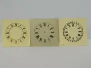 Clock Faces NOS Metal Roman TAN 6-3/4" + 31-day Roman & Fancy Roman Paper 6-1/2"