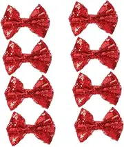 WRITWAA 8pcs Sequin Hair Clip Glitter Bows Sparkly Sequins Ponytail Girl Sparkle Bow Clips Pink Bling Hair Bow Clip Christmas Bow Christmas Hair Clips Bow for Hair Red Sequined Plastic