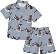[Caihoyu] Baby-boys Toddler Short Sleeve Button Down Tops + Shorts Set Toddler Boy Outfit Summer Clothes Set