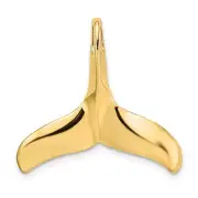 14k Yellow Gold 3-D Whale Tail Chain Slide Charm Pendant Polished and Textured