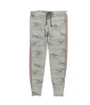 Aqua Womens Camo With Side Stripes Pajama Jogger Pants, Green, Medium