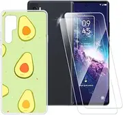 Printed TPU Case + 2-Pack Tempered Glass Screen Protector Compatible with TCL 20 Pro 5G, Artistic Slim Shockproof Cover, Anti-Scratch, Full Protection