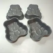 4 x Teddy Bear Baking Tins 12cm Small Cake Muffin Tins Trays Party Kids New