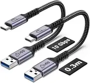 Android Auto USB C Cable 10Gbps 1FT 2 Packs, SUMPK USB C 3.1 Gen 2 Cable 3A Fast Charging Compatible with Galaxy S21 S20 S10 S10E Note 20, Pixel 6 5