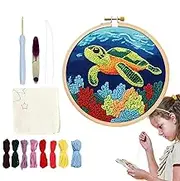 Punch Needle Kit,Turtle Pattern Punch Needle Kit - Art Projects Tool Set with Needle Instruction Fabric Yarn for Beginners Adults Kids, Home Decor