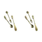 2x 3pc LVD Aluminum Charcuterie Spoon/Fork/Knife Serving Utensils Cutlery Gold